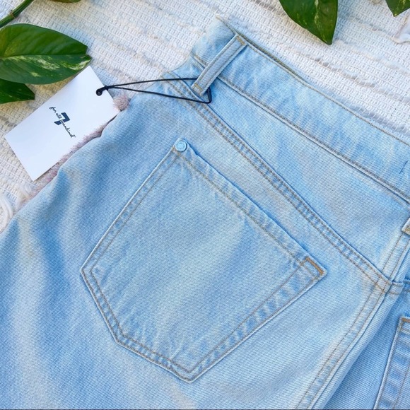 7 For All Mankind plus size frayed denim jean mini skirt w/ fringe NWT Sz 32 - Picture 14 of 16